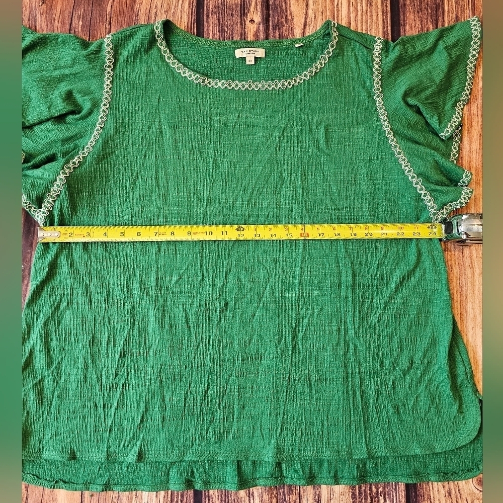 Max Studio London Plus Size 3X Green Longline Tunic Flutter Sleeve Casual Boho - Picture 8 of 8